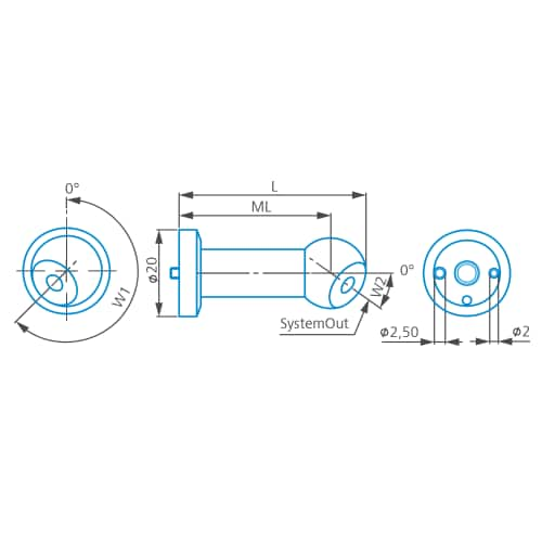 Winkelstück lang, W1 000,0° W2 045,0°, ThermoFit Pro Produktbild