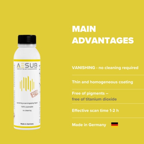 AESUB Yellow - Scan-Zeit ca. 2-4 h, Schichtdicke 0,5-1 &mu;m, Sublimationszeit 4-6 h, liquid, 12 Dosen Produktbild Back View L