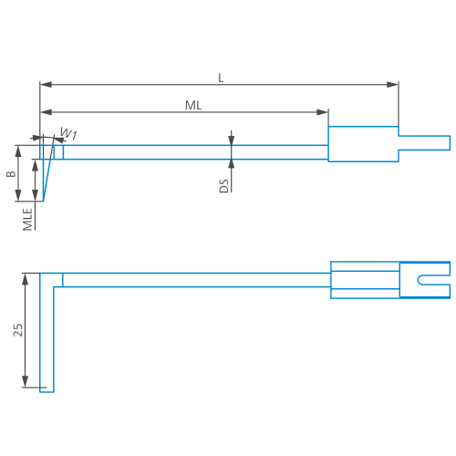 High rigid offset stylus arm (angular)/Contour ML=58,MLE=1.5, B=4.5, W1=12&deg; product photo