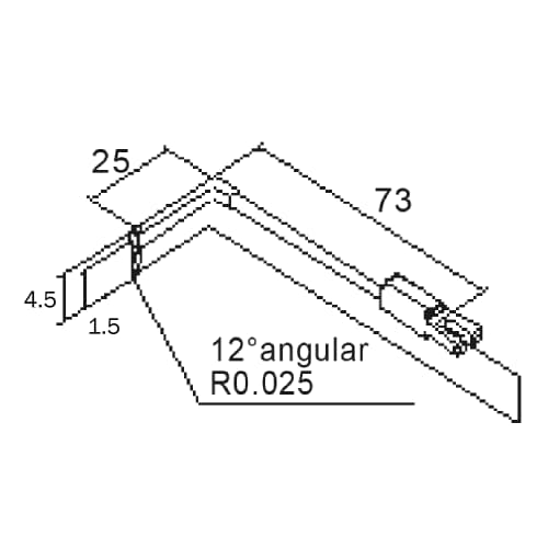 High rigid offset stylus arm (angular)/Contour ML=58,MLE=1.5, B=4.5, W1=12&deg; product photo Back View L