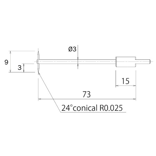 High rigid T-stylus arm (conical)/Contour ML=58,MLE=3, B=9, DS=3, W1=24&deg; product photo Back View L