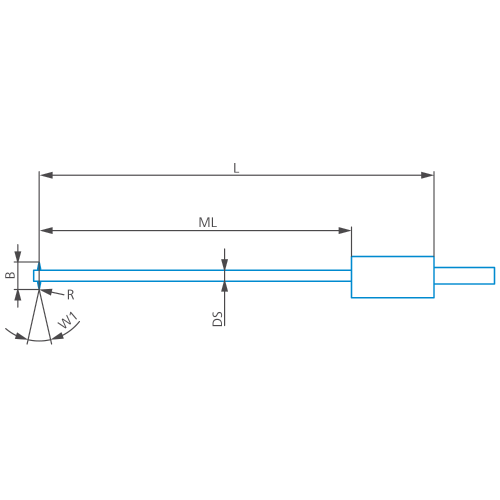 High rigid T-stylus arm (conical)/Contour ML=58,MLE=3, B=9, DS=3, W1=24&deg; product photo